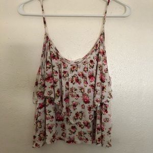 Floral ruffled tank